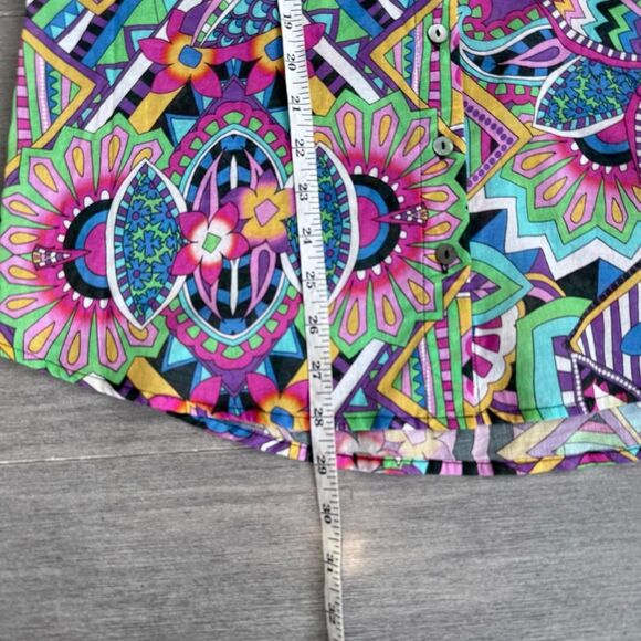 Johnny Was Demarne Ruffle Sleeve Tunic Shirt Top R24924 XS Multi Boho Chic - Picture 15 of 16